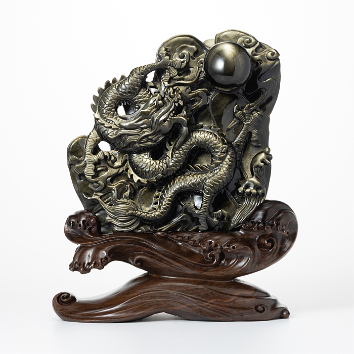 彫刻 龍 （ゴールデンオブシディアン）