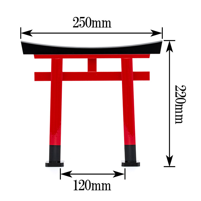 鳥居 木製朱塗 玉垣無