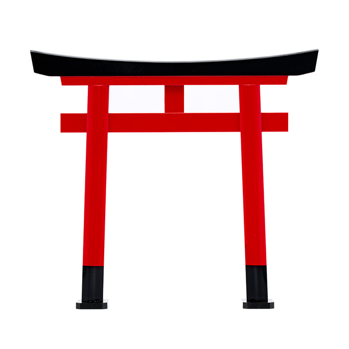 鳥居 木製朱塗 玉垣無