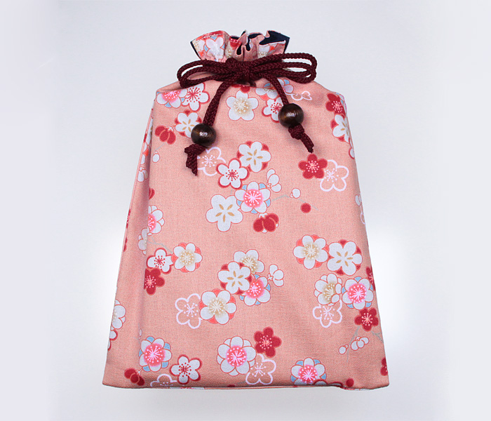 ご集印帳入れ(ご朱印帳入れ) 巾着 花柄 梅(ピンク地)