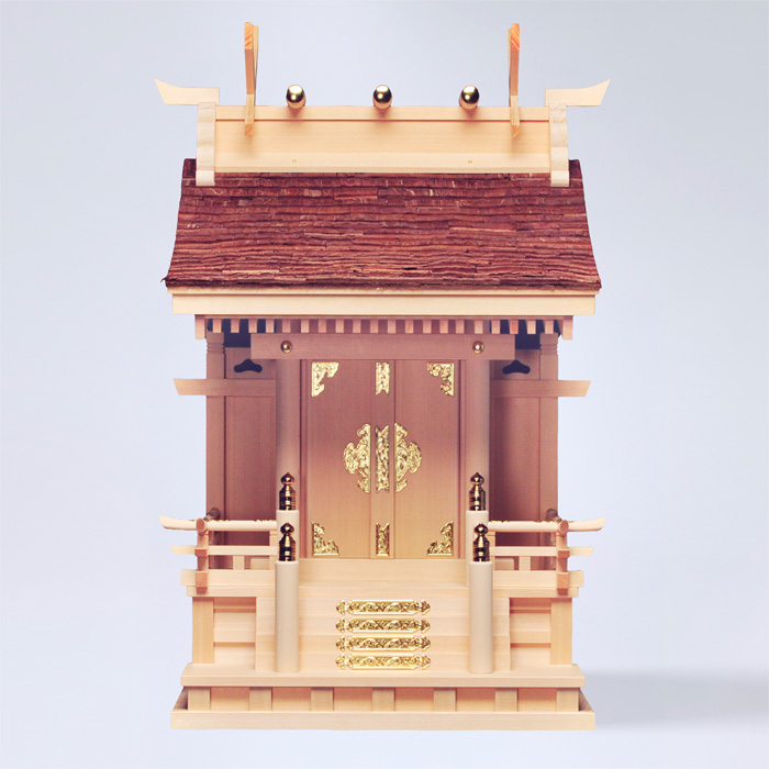 神棚 桧皮葺一社宮 流れ屋根造り〈H-1〉