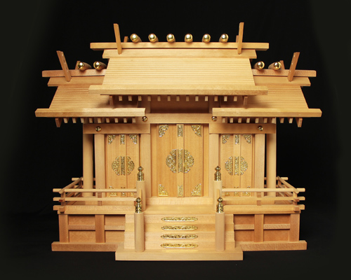 神棚 板葺屋根違い三社宮(小)〈I-5〉(スプルス製) No.1