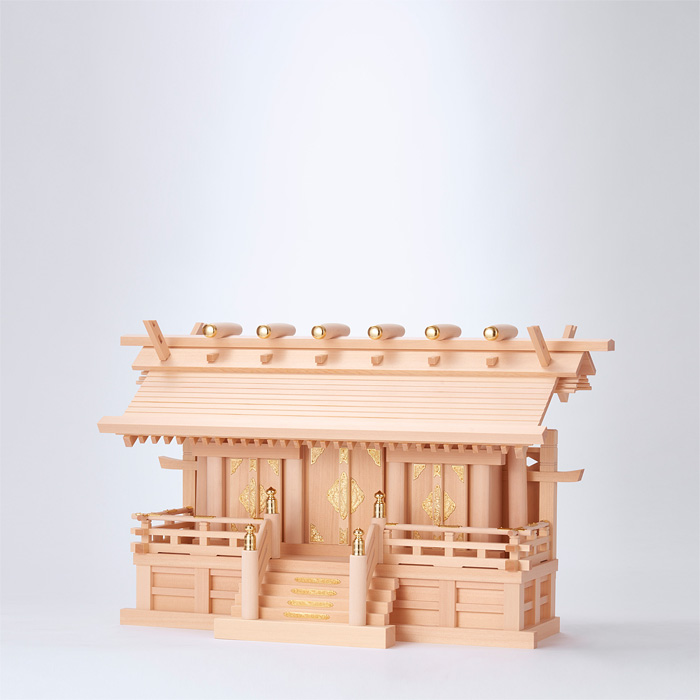 神棚 板葺三社宮 通し屋根 中 低〈I-7'〉