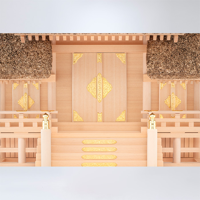 神棚 茅葺三社宮 屋根違 大〈K-4〉