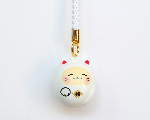 福音鈴 招き猫 (胡粉色)