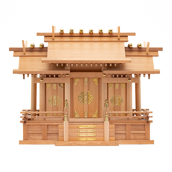 【アウトレット】 神棚 板葺三社宮 屋根違 中〈I-5〉