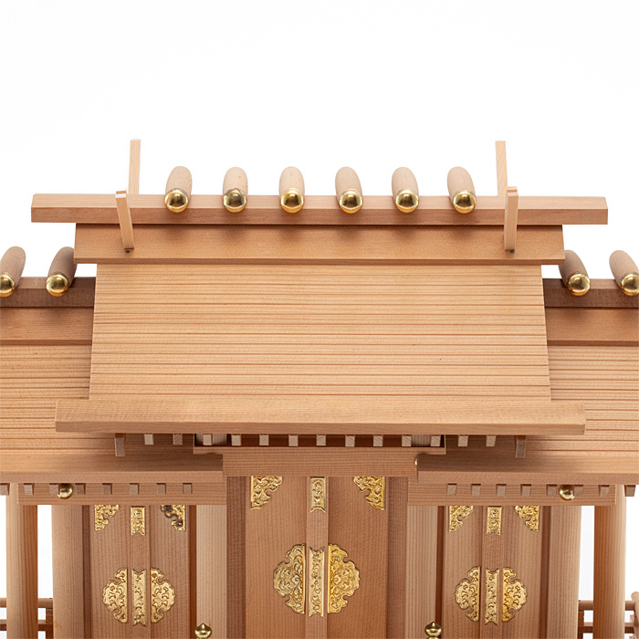 【アウトレット】 神棚 板葺三社宮 屋根違 中〈I-5〉