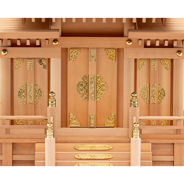 【アウトレット】 神棚 板葺三社宮 屋根違 中〈I-5〉
