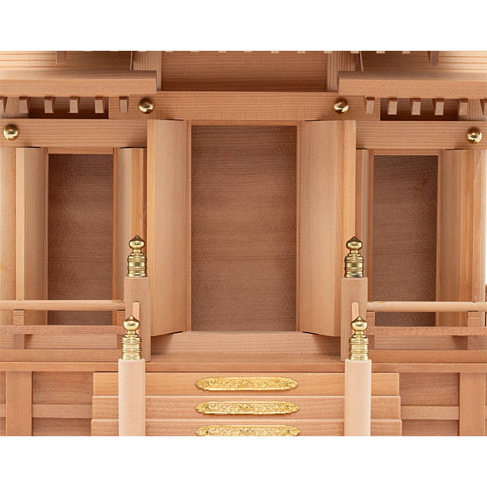 【アウトレット】 神棚 板葺三社宮 屋根違 中〈I-5〉