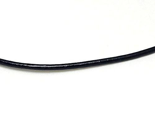 ペンダントトップ用 革紐(金具付き) ブラック 長約400mm×φ2mm No.4