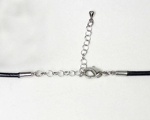 ペンダントトップ用 革紐(金具付き) ブラック 長約400mm×φ2mm No.4