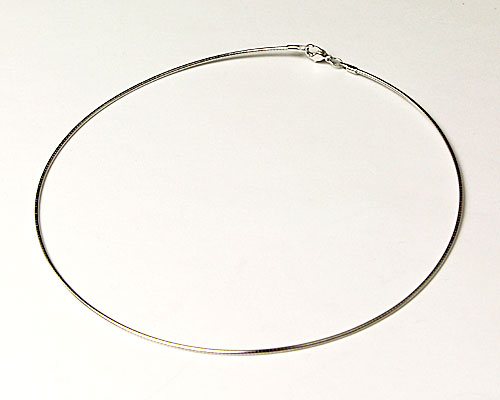 ペンダントトップ用 オメガネックレス(金具付き)ロジュームメッキ 長約420mm×φ1mm No.8