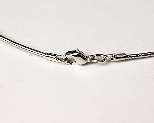 ペンダントトップ用 オメガネックレス(金具付き)ロジュームメッキ 長約420mm×φ1mm No.8