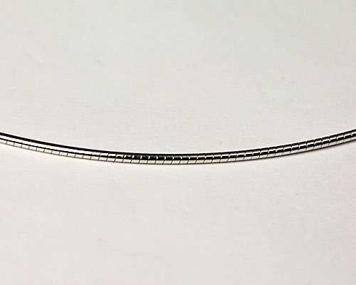 ペンダントトップ用 オメガネックレス(金具付き)ロジュームメッキ 長約420mm×φ1mm No.8
