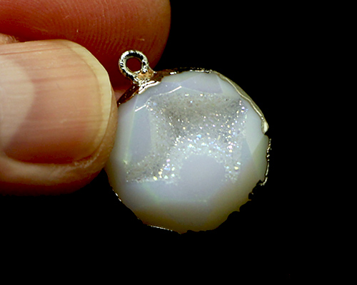 ペンダントトップ 水晶付メノウ ヘキサゴン型
