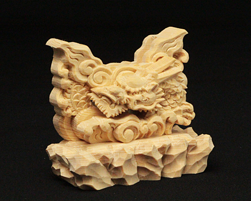 龍上彫神鏡台(木曽桧製) 1寸5分用