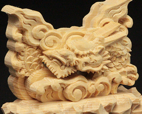 龍上彫神鏡台(木曽桧製) 1寸5分用