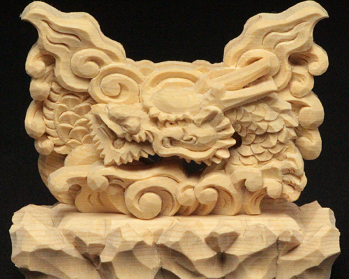 龍上彫神鏡台(木曽桧製) 1寸5分用