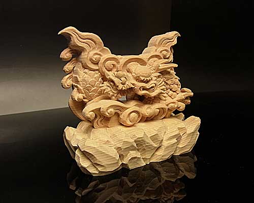 龍上彫神鏡台(木曽桧製) 2寸用