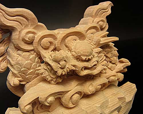 龍上彫神鏡台(木曽桧製) 2寸用