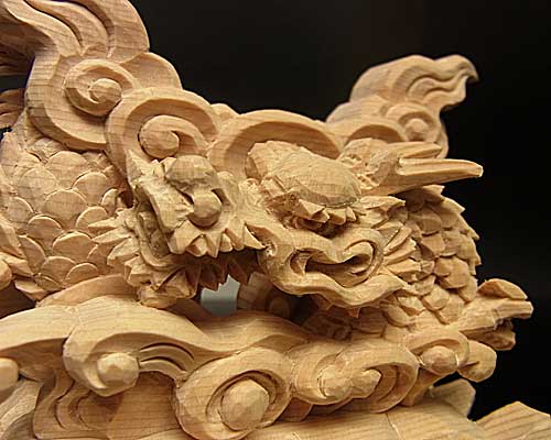龍上彫神鏡台(木曽桧製) 2寸用