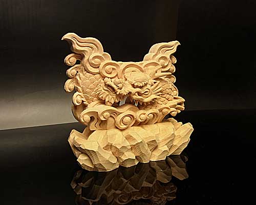龍上彫神鏡台(木曽桧製) 3寸用