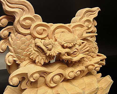 龍上彫神鏡台(木曽桧製) 3寸用