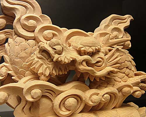 龍上彫神鏡台(木曽桧製) 3寸用