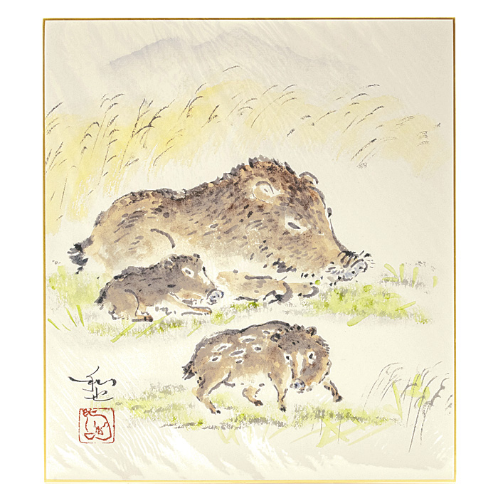 和風飾り絵 干支色紙
